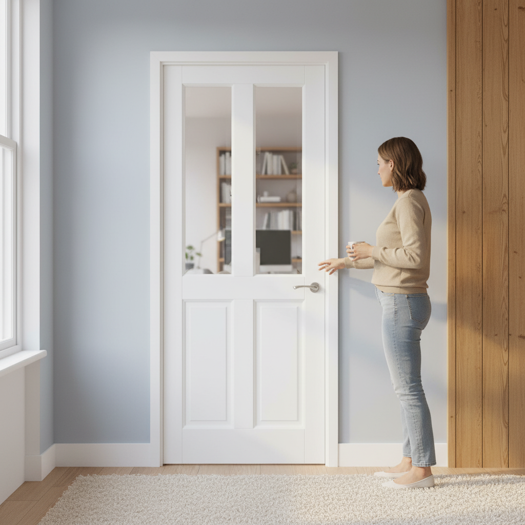 Premium Made-to-Measure Internal Door with Clear Bevelled Glass and Solid Core Construction for Custom Interior Spaces