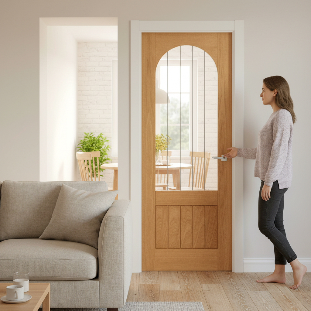 Internal Finished Arched Square Top Door with 1 Light Obs...