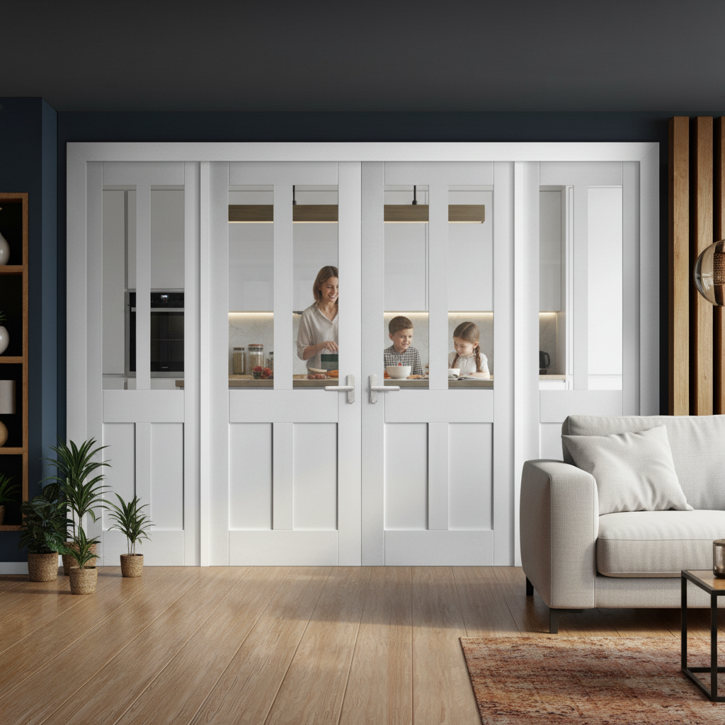 Internal Victorian Room Divider Set with Clear Glass Panels