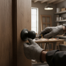 Premium Round Reeded Mortice Door Knob with 50mm Round Rose in Matt Black Finish for Traditional Style