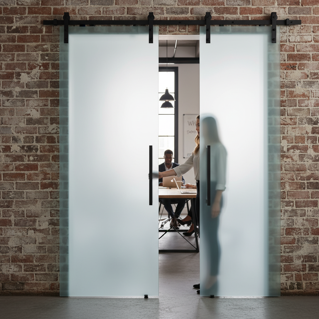 Matt Black 1.98m Sliding Barn Door Bypass Track for Overl...
