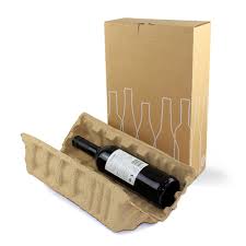 Premium Bottle Postal Boxes Recyclable Pulp Inner for Wine Spirits Secure Eco Shipping Solution