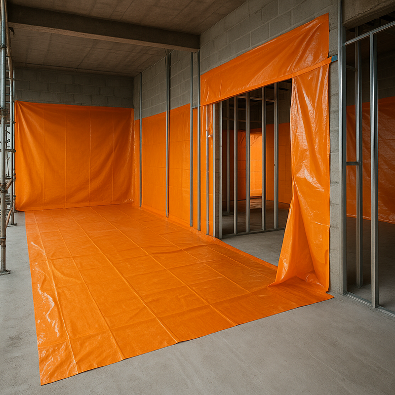 Premium Fire Retardant Polythene Sheeting 1000g LPS 1207 Heavy Duty Floor Carpet Protection Roll