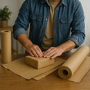 Premium Ribbed Kraft Paper Rolls Eco-Friendly Tear-Resistant Wrapping Packaging