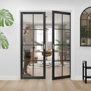Industrial Studio 8 Light Glazed Pair Door - Fully Finish...