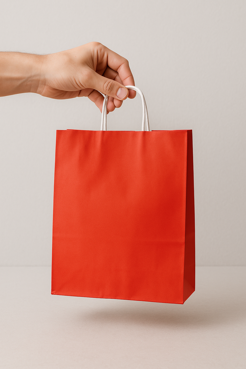 Premium Red Paper Carrier Bags with Twist Handles Strong Kraft Gift Retail Bags Recyclable