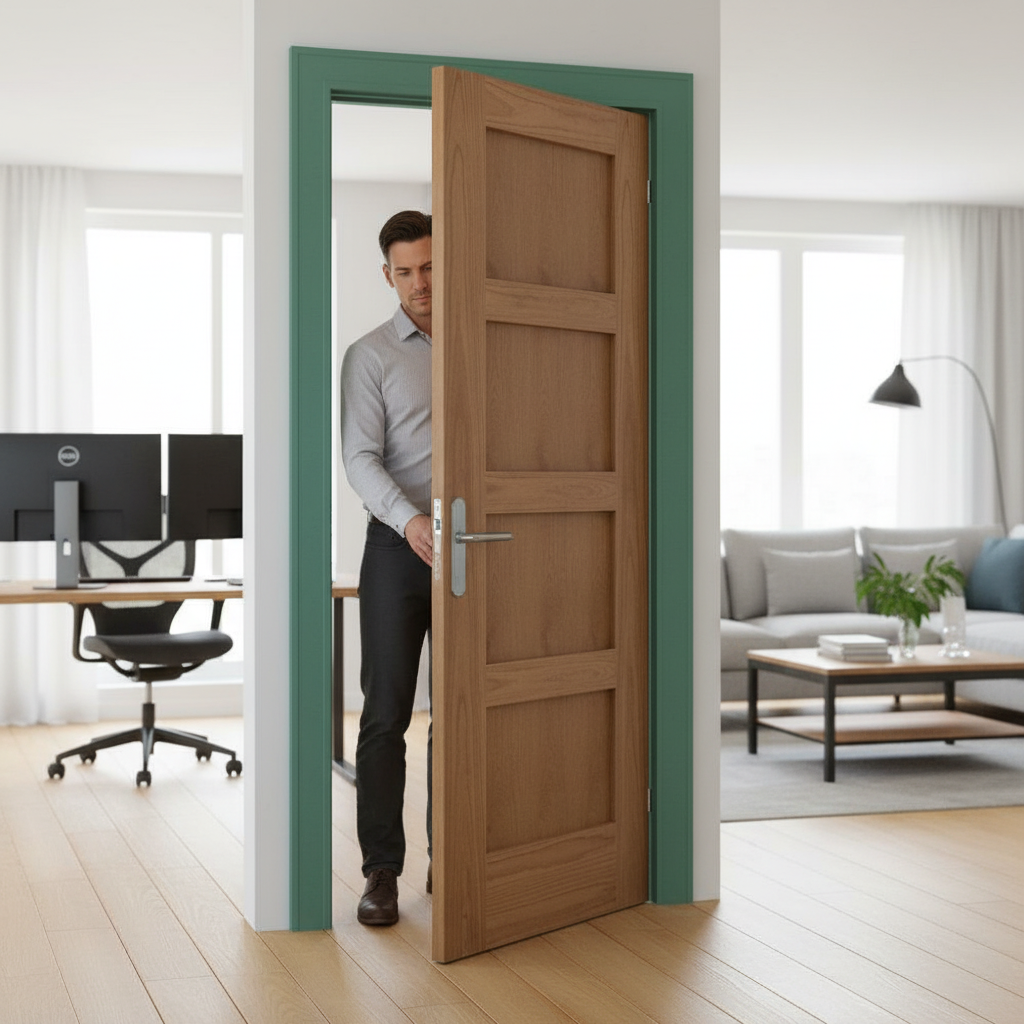 Premium Made-to-Measure FD30 Fire Door - Oak Internal Unfinished Shaker Style with 30 Minutes Fire Resistance