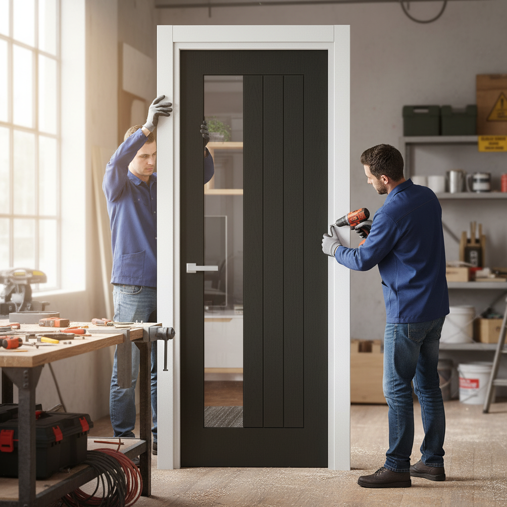 Premium Fully Finished Oak Offset Clear Glass Made-to-Measure Interior Door - Custom Sizes Available for Modern Interiors