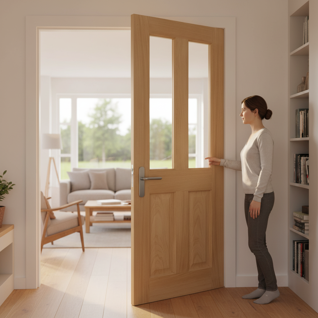 Premium Internal Fully Finished 2 Light Clear Glass Door with Solid Core Construction for Enhanced Durability and Sound Insulation
