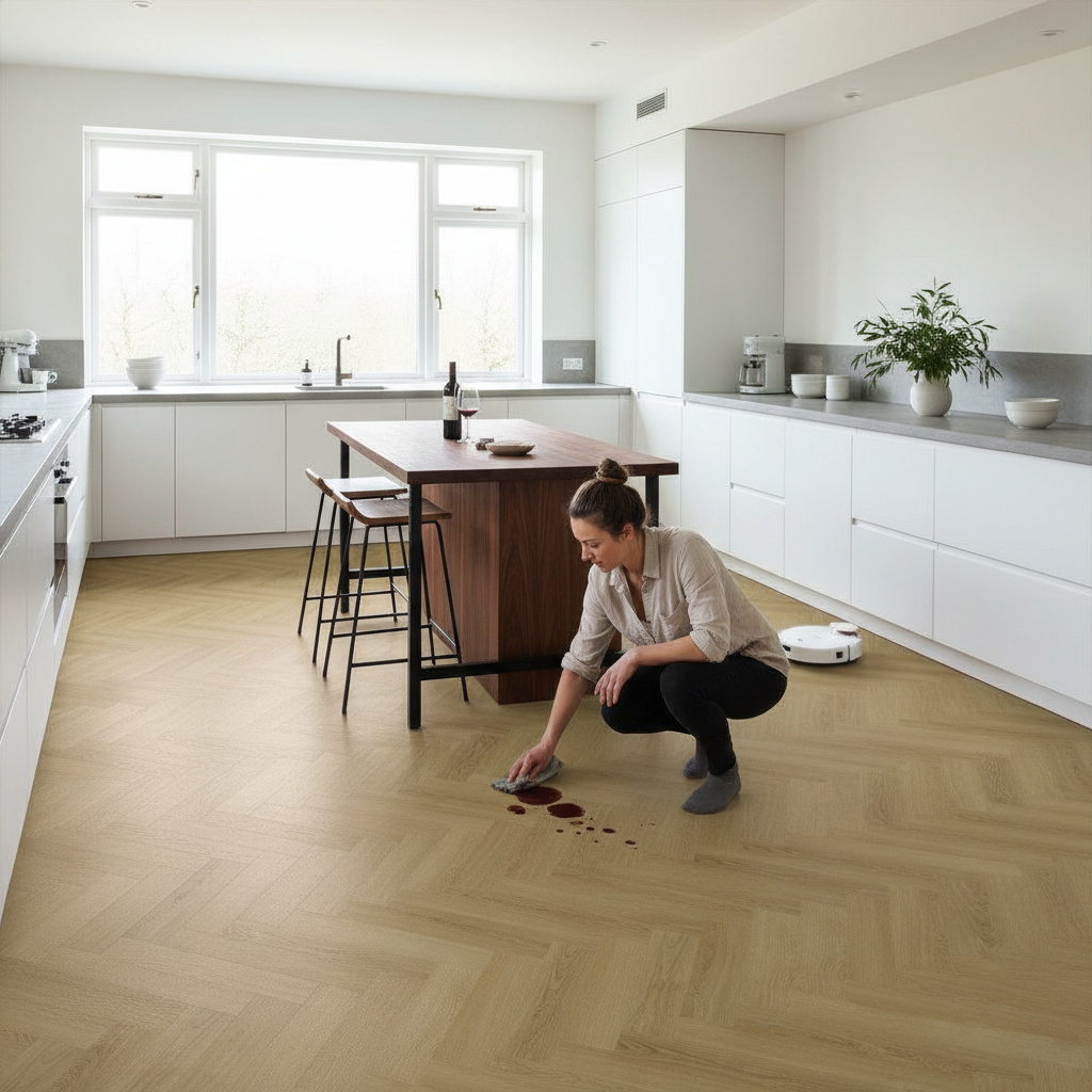 Herringbone Rigid Core Vinyl Flooring 5mm Embossed Finish