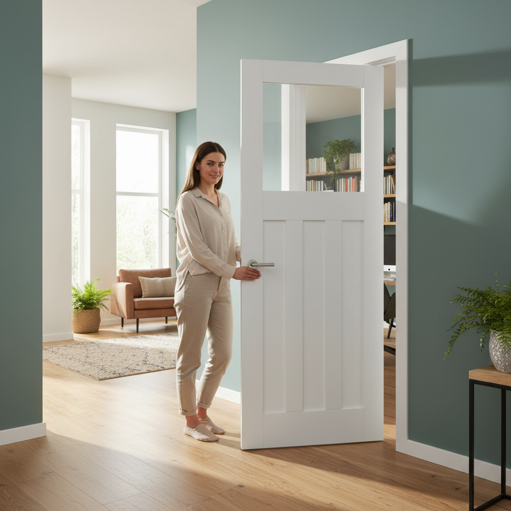 Premium Made-to-Measure Internal Door with 3 Panels and Obscure Glass, Ideal for Custom Interior Spaces