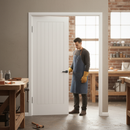 Internal White Primed Cottage 1 Panel Pair Door Set