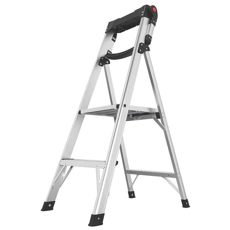 Heavy Duty Aluminium 2-Step Platform Ladder With Handrail For Safety & Stability