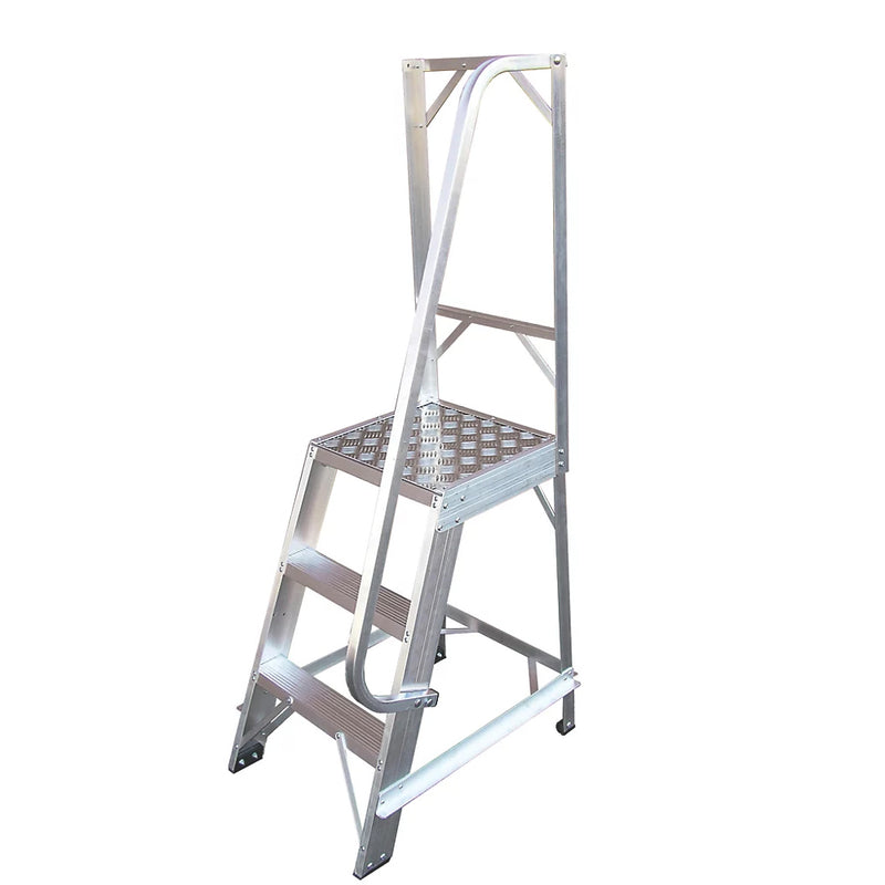 Highly Durable Aluminium Silver 4-Step Podium Ladder For Domestic Use - 0.98m