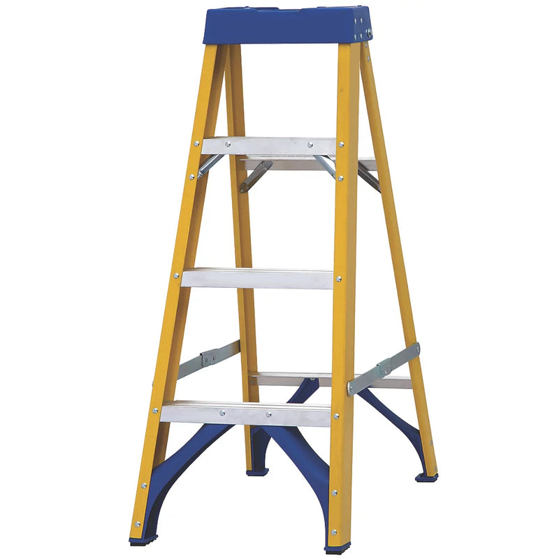 High-Durable Fibreglass 4-Step Swingback A-Frame Ladder For Professional Use