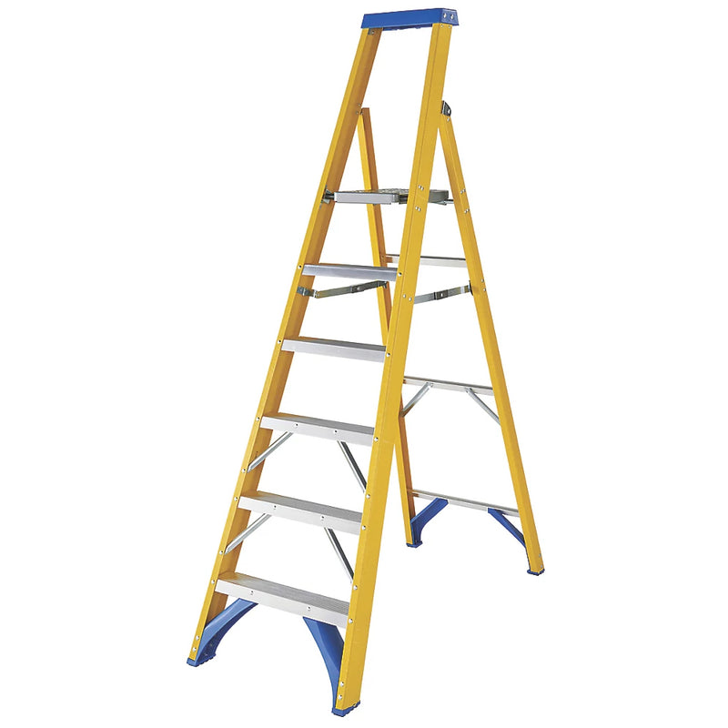 Industrial Quality Fiberglass 6-Step Platform Step Ladder For Safety & Stability