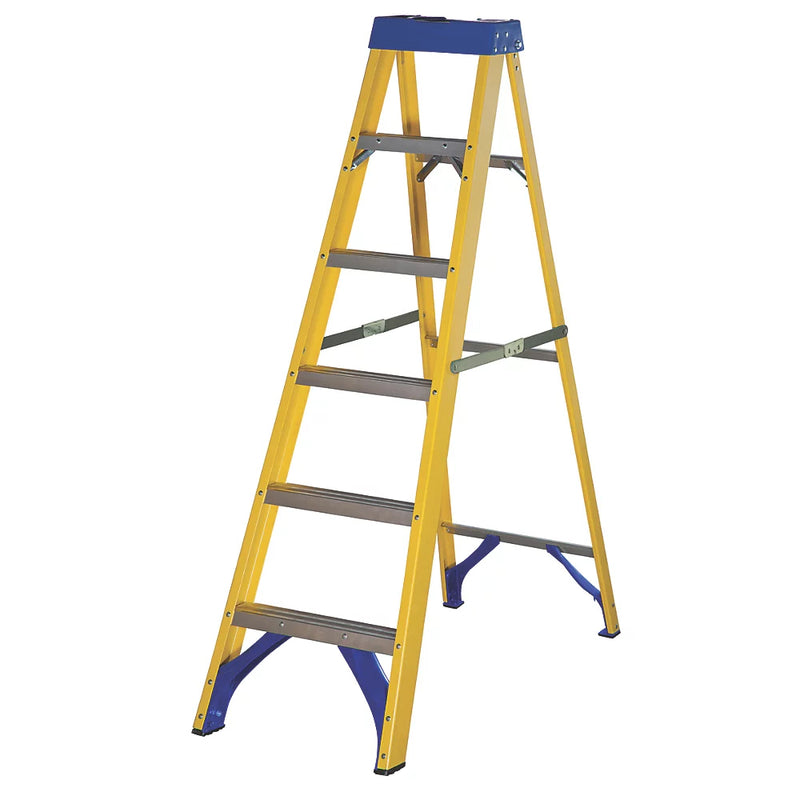 High Quality Fibreglass 6 Step Swingback A-Frame Ladder - 1.7m