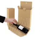 Heavy-Duty Bottle Postal Boxes Secure Tape-Free Wine Shipping Solution with Printed Fragile Design