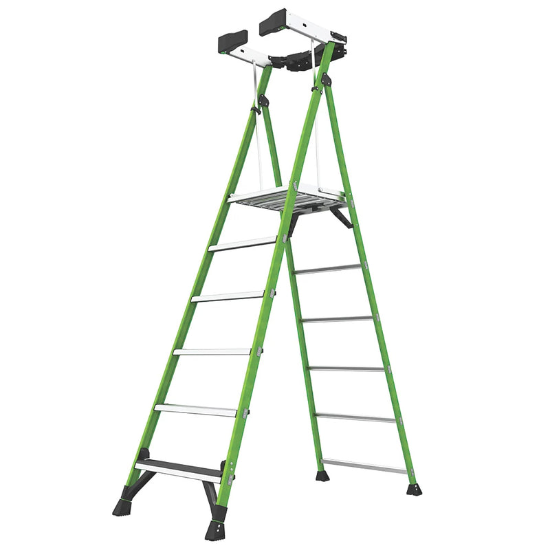 Premium Grade Fibreglass 6-Step Platform Step Ladder For Home Use - 2.57m