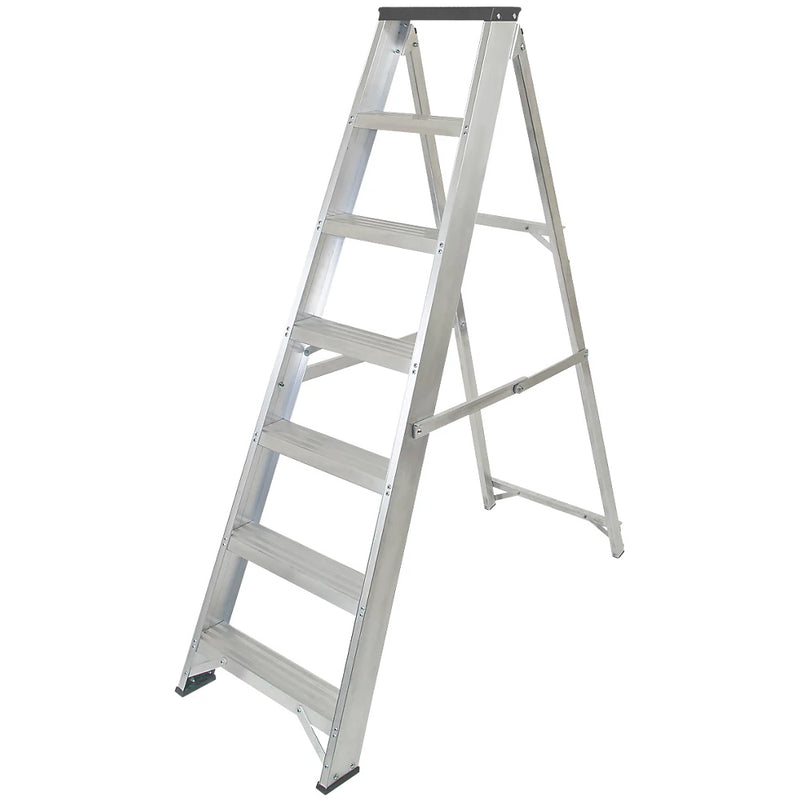 Premium Grade Aluminum 8-Step Swingback A-Frame Ladder For Warehouses - 1.7m