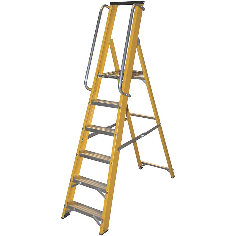 High Performance 6-Step Platform Step Ladder With Safety Handrail - 1.89m