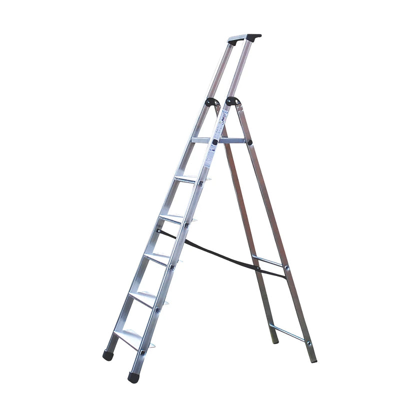 Heavy Duty Aluminium 6-Step Platform Step Ladder For Regular Use - 1.96m