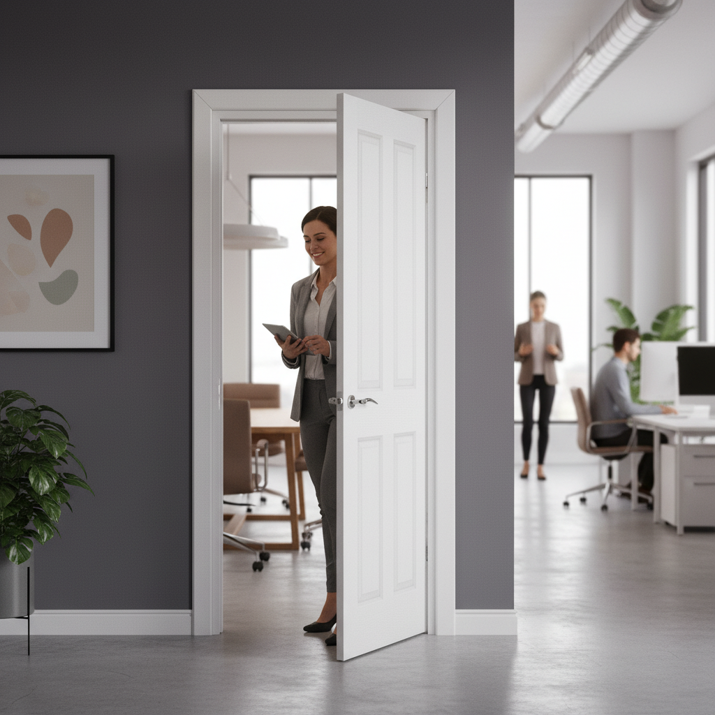 Internal White Textured 4 Panel Square Top Door - Fully F...