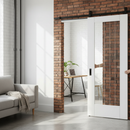 White Primed Internal Sliding Door with Clear Glass and O...