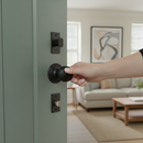 Round Reeded Mortice Door Knob Set - Chic Matt Black Finish