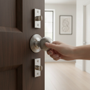 Round Reeded Mortice Door Knob Set with Polished Chrome F...