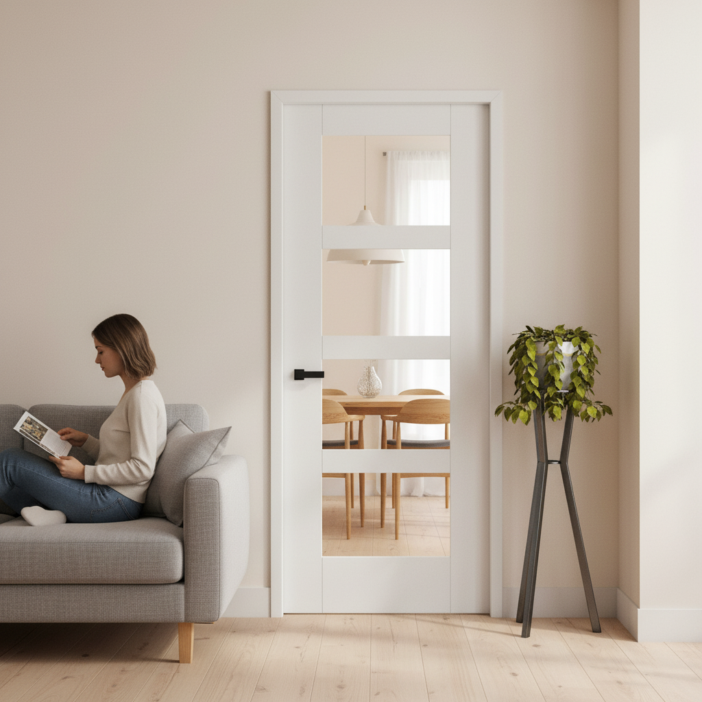 Internal Primed Shaker Door with 4 Clear Glass Panes