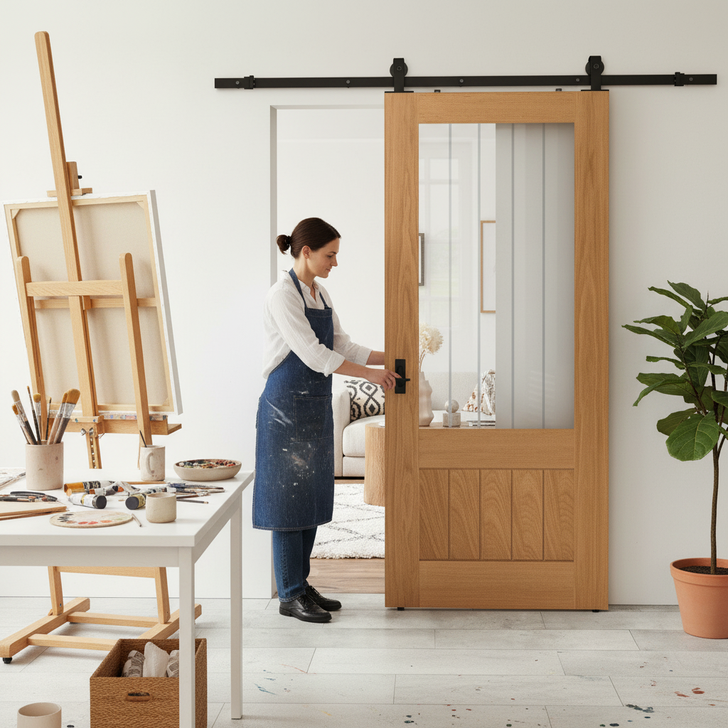 Oak Internal Fully Finished Sliding Door