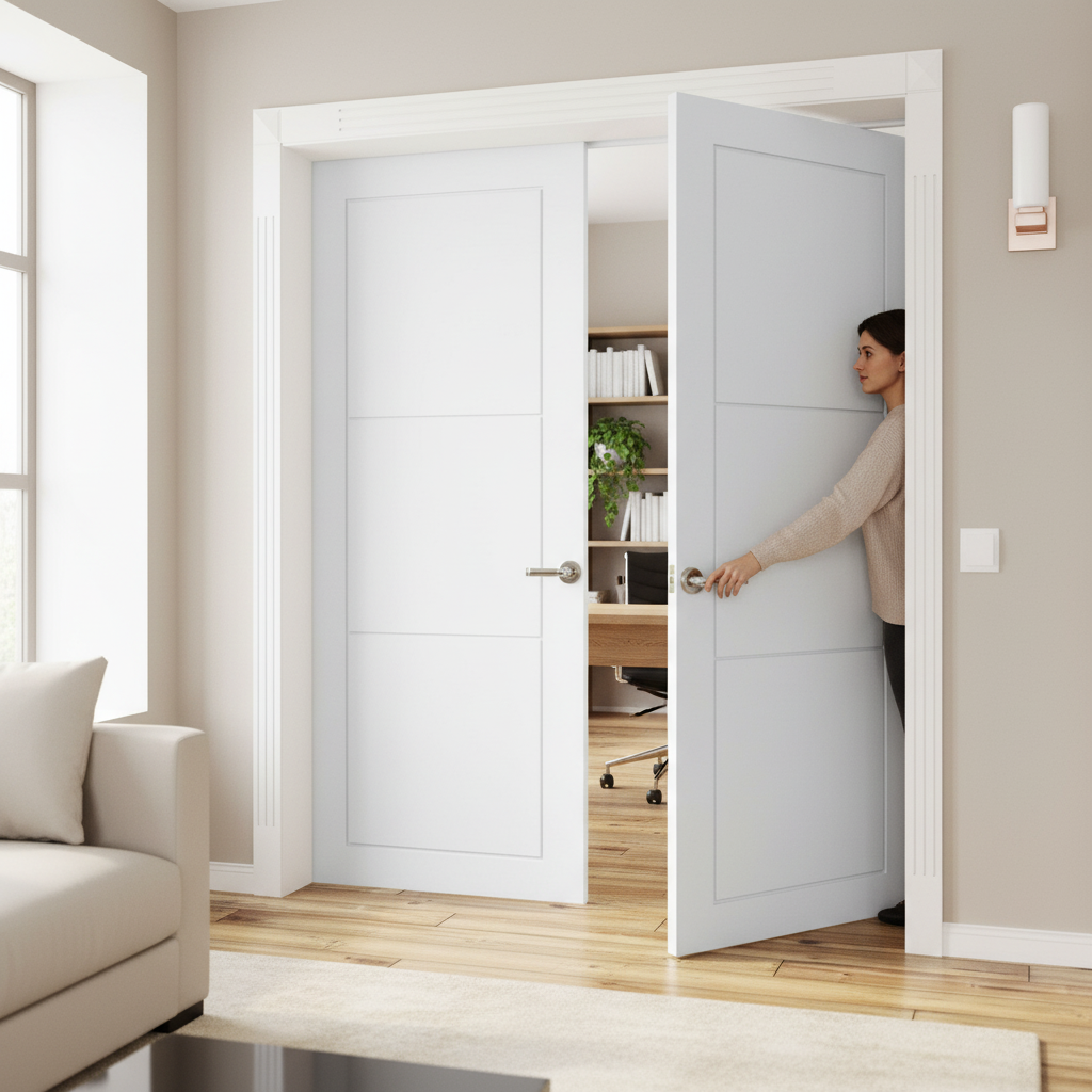 Internal White Primed 3 Panel Pair Door Set