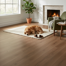 Premium Comfort Luxe 12mm Laminate Flooring - Golden Oak Effect with 4V Bevel Edge and Built-In Cork Underlay for Enhanced Comfort
