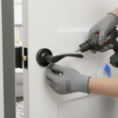 Premium Internal Bathroom Lever Handle on Round Rose Pack - Matt Black Finish with Privacy Lock and Hinges for Modern Doors