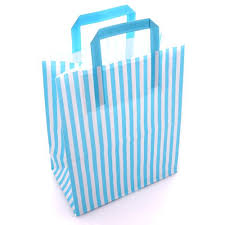 Premium Blue Striped Kraft Paper Carrier Bags Durable Tape Handle Recyclable Perfect for Retail Parties