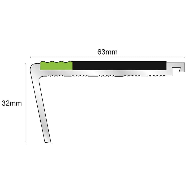 Non-Slip Stair Nosing 63x32mm High-Performance Illuminated Edge Protection Eco-Friendly Easy Install Must-Have for Safe Evacuation