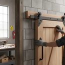 Matt Black Corner Sliding Barn Door Track Bracket Pair