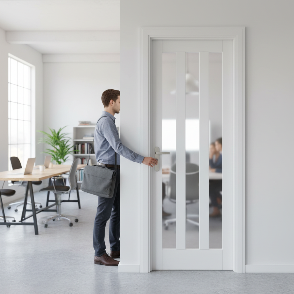 Internal Primed 3 Light Obscure Glass Door with Solid Core