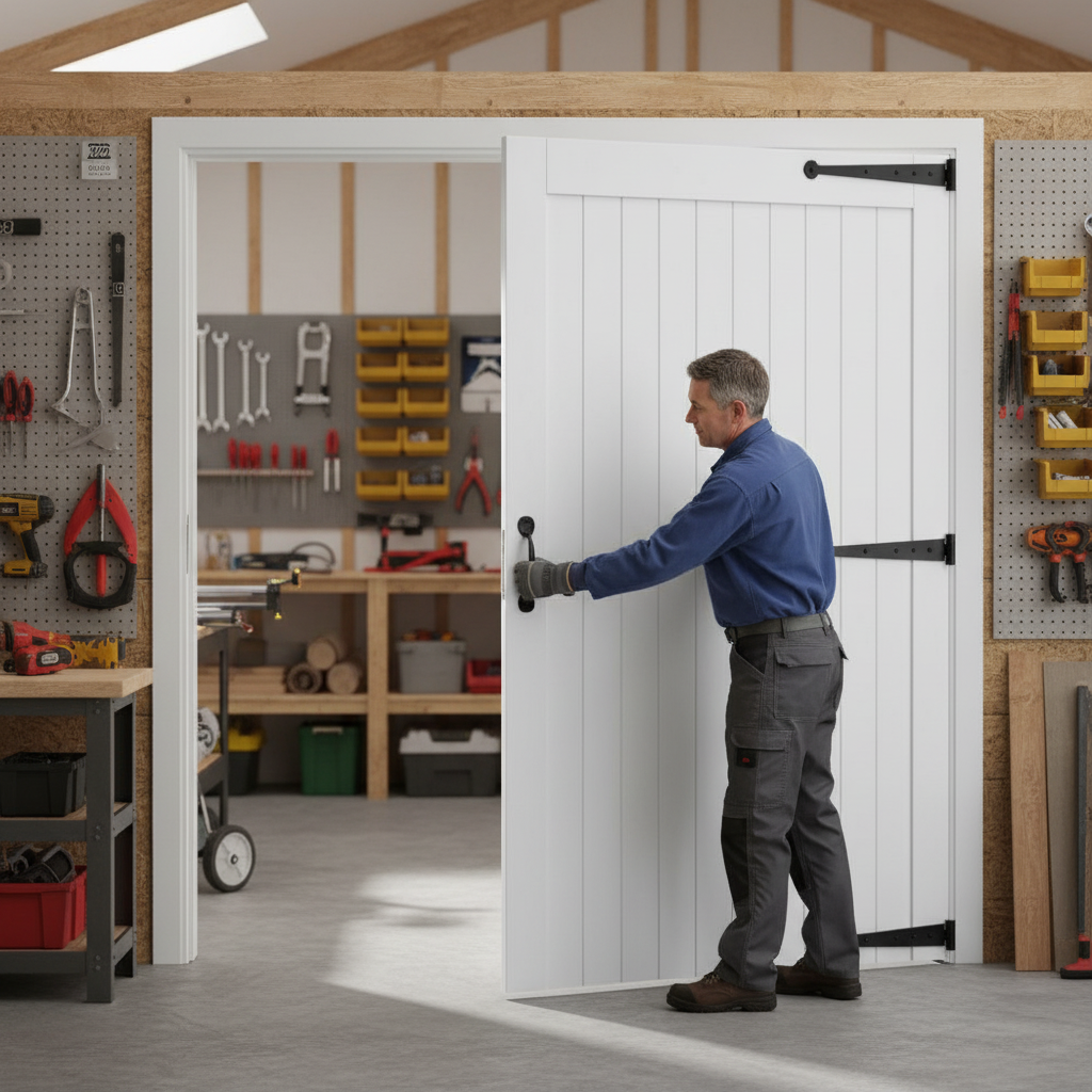 External White Painted Composite Solid Garage Door