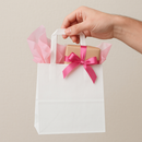 Premium White Kraft Paper Bags Strong Tape Handles 100% Recyclable Biodegradable