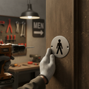 Premium Male Symbol in Satin Stainless or Bright Stainless Steel Finish with Screws, Ideal for Commercial Projects