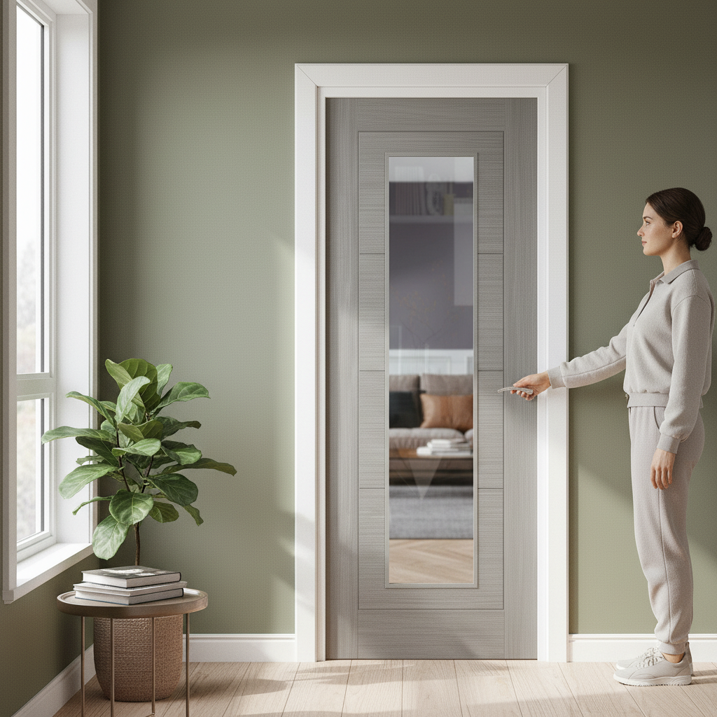 Light Grey Internal Fully Finished Laminate Ladder Clear ...