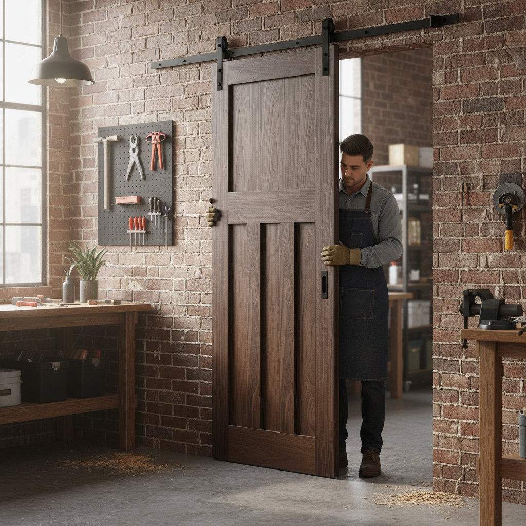 Walnut Internal Fully Finished Sliding Door