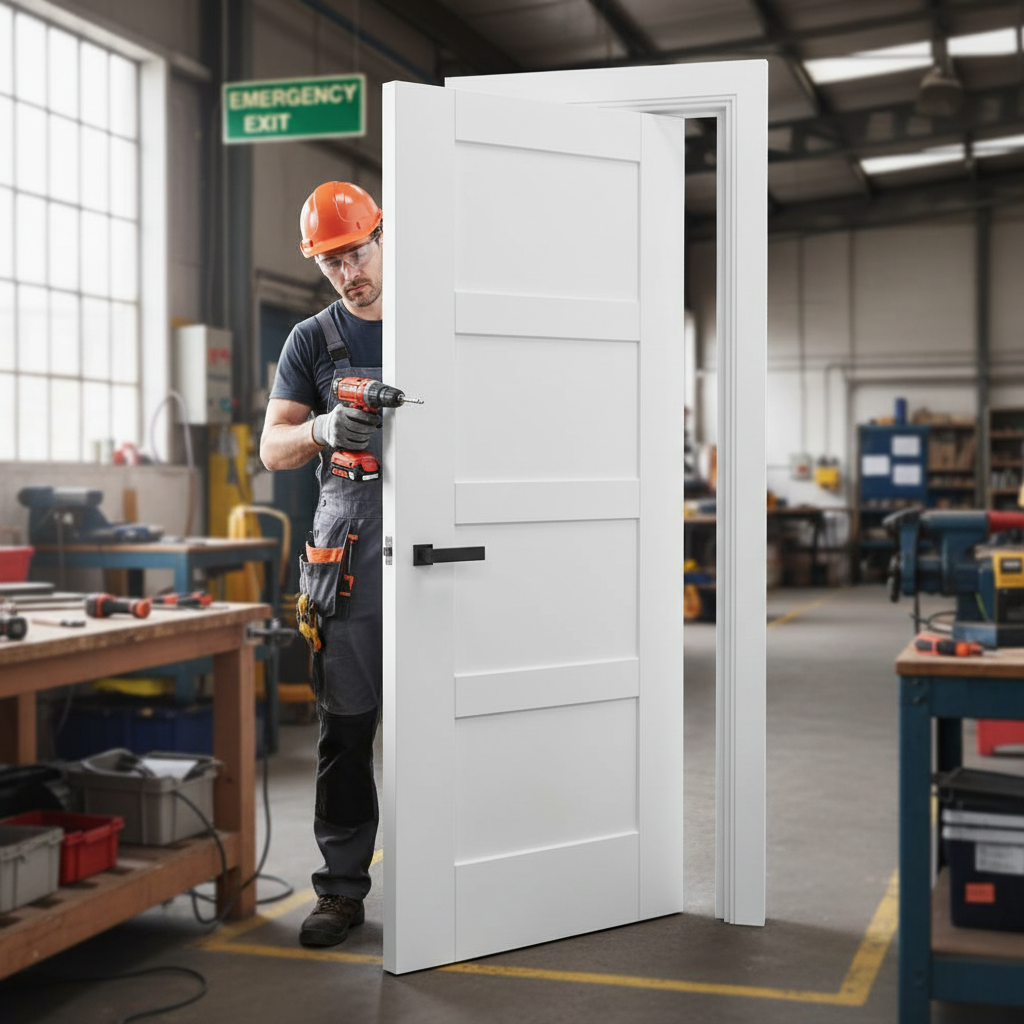 Internal Flat Shaker FD30 Fire Door with 4 Panels and Eng...