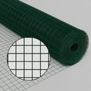 Green PVC Coated Wire Mesh, 25 x 25mm Square Holes 16 Gauge Galvanised Steel (Medium Weight)