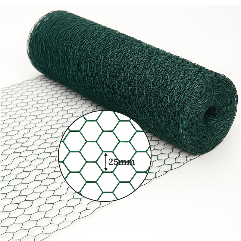 Premium Galvanised Wire Netting – 25mm Hexagonal Hole, Green PVC-Coated Steel