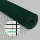 Green PVC Coated Lightweight Mesh, 25x25mm Square Holes - 90cm High Rolls