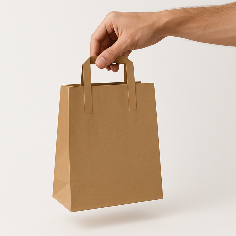 Heavy-Duty Brown Paper Carrier Bags Durable Tape Handle Eco-Friendly Cost-Effective Packaging