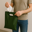 Premium Harrods Green Plastic Carrier Bags 50 Micron Strong Varigauge Retail Bags with Handles Pack of 100